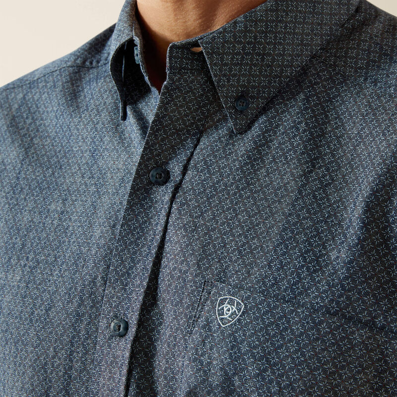 Ariat Men's Trent Classic Fit Long Sleeve Shirt - Chambray Blue - Image 3