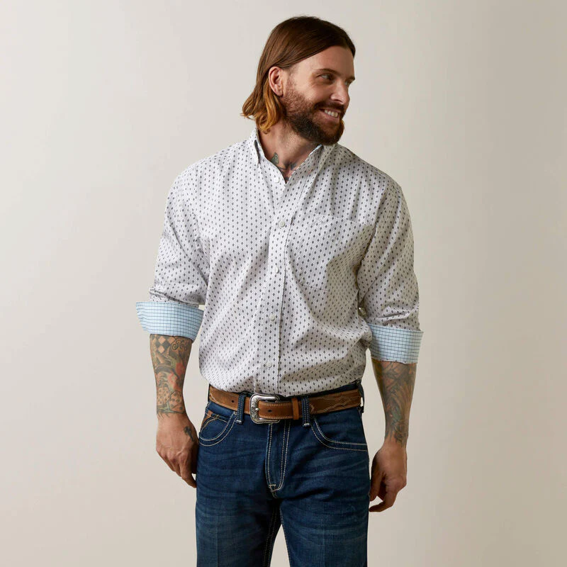 Ariat Men's Wrinkle Free Coleman Classic Fit Shirt - Grey - Image 3