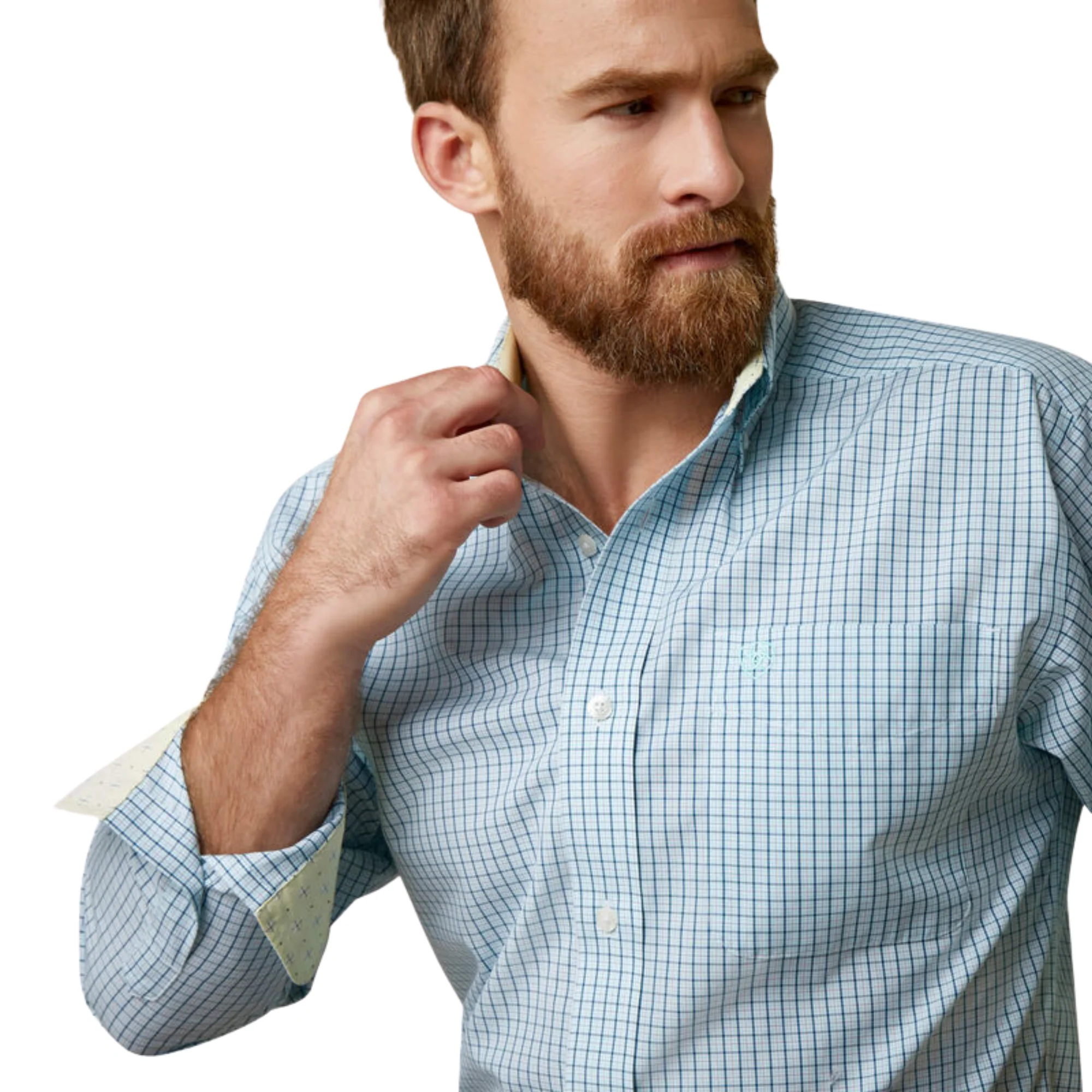 Ariat Men's Wrinkle Free Colten Classic Fit Shirt - Aqua - Image 2