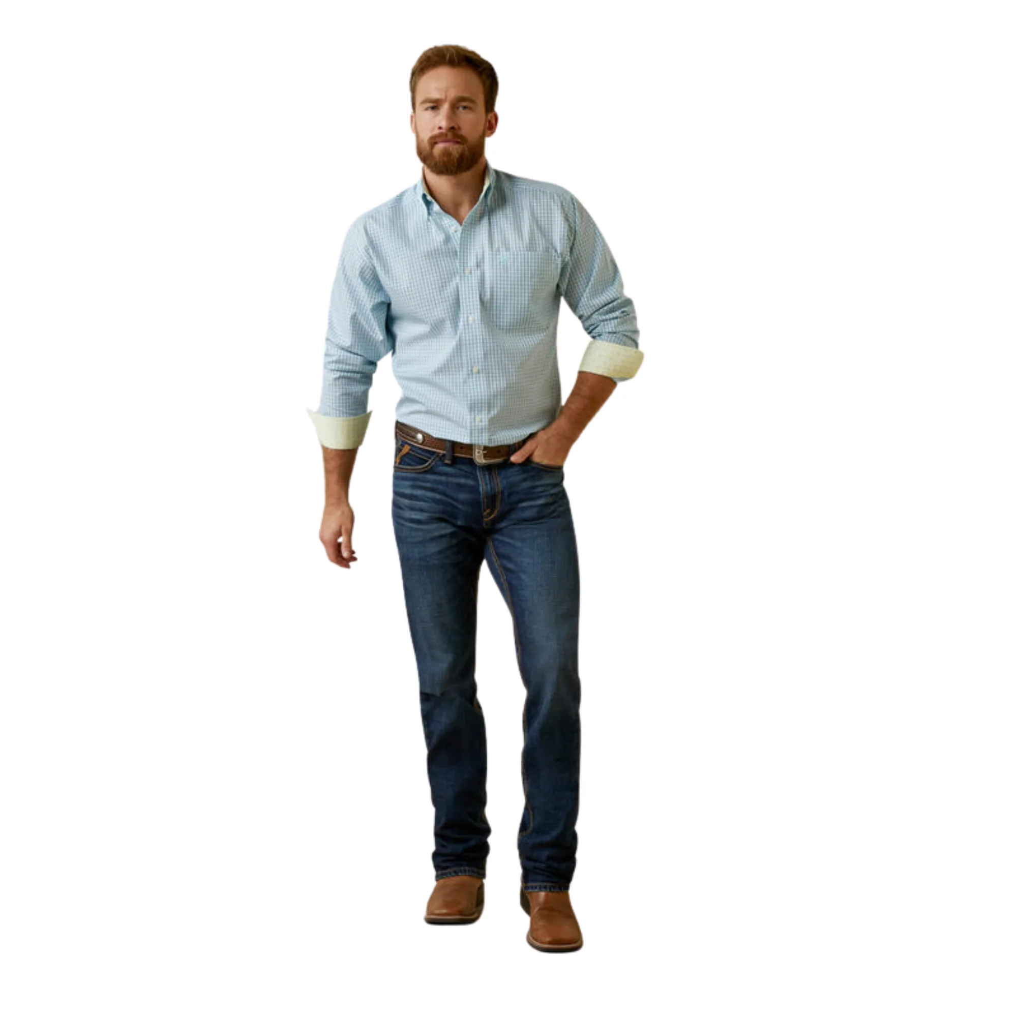 Ariat Men's Wrinkle Free Colten Classic Fit Shirt - Aqua - Image 5