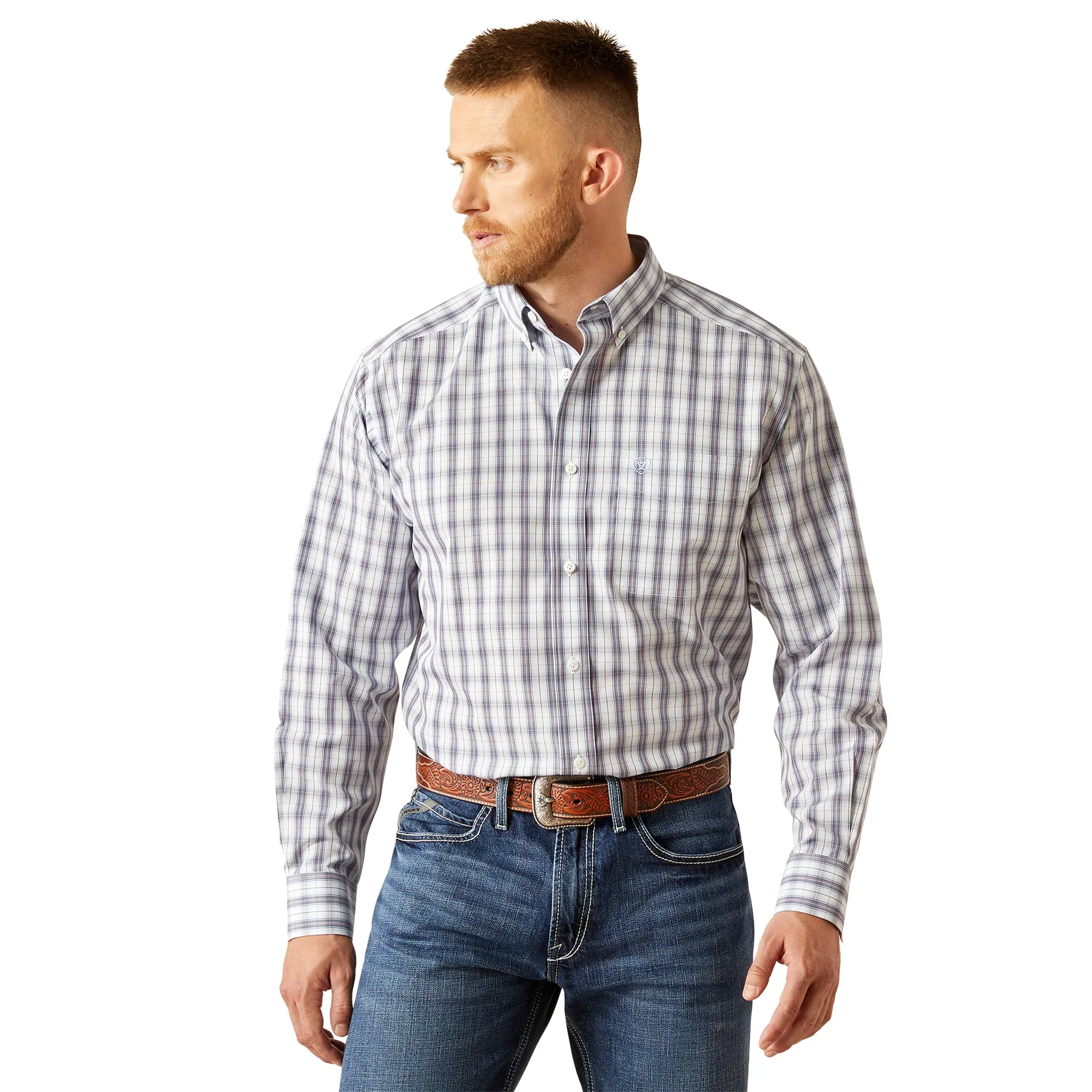 Ariat Men's Wrinkle Free Dalton Long Sleeve Classic Fit Shirt - Dark Blue