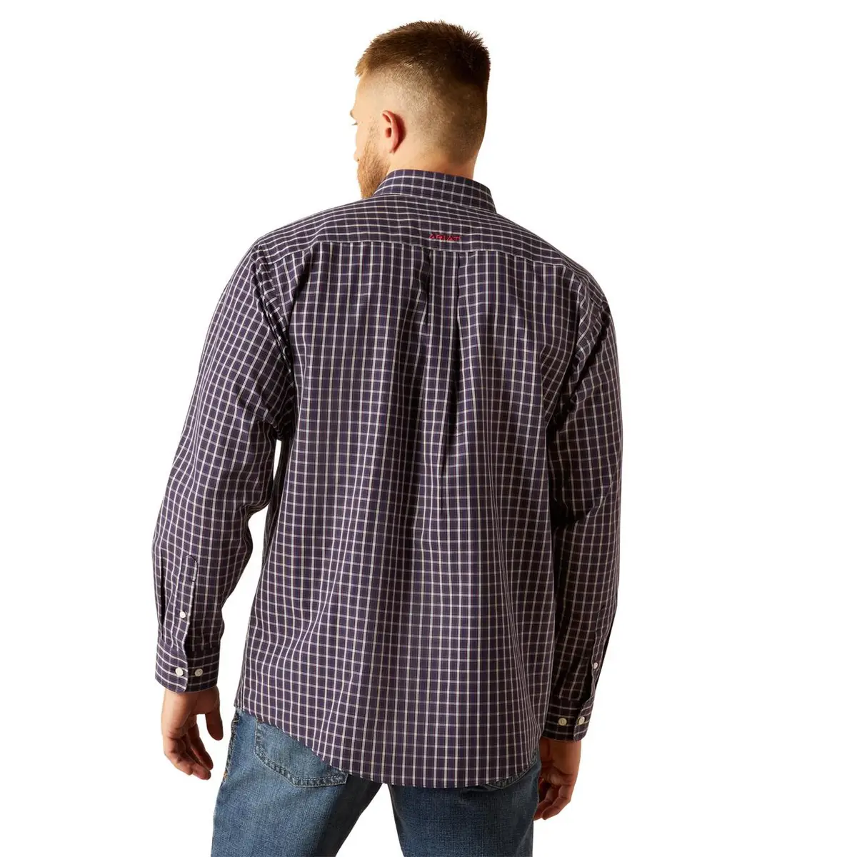 Ariat Men's Wrinkle Free Dwayne Long Sleeve Classic Fit Shirt - Navy - Image 2
