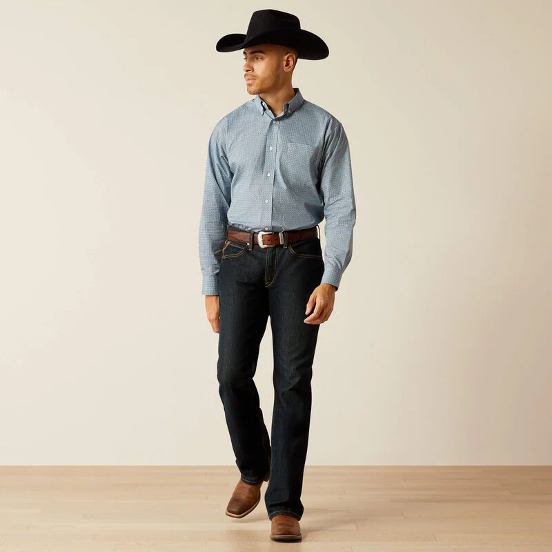Ariat Men's Wrinkle Free Leonard Classic Fit Shirt - Light Blue - Image 3