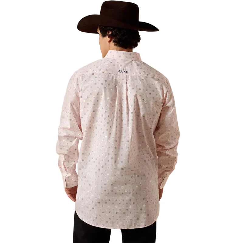 Ariat Men's Wrinkle Free Wally Fitted Long Sleeve Geo Print Shirt - Barely Pink - Image 2