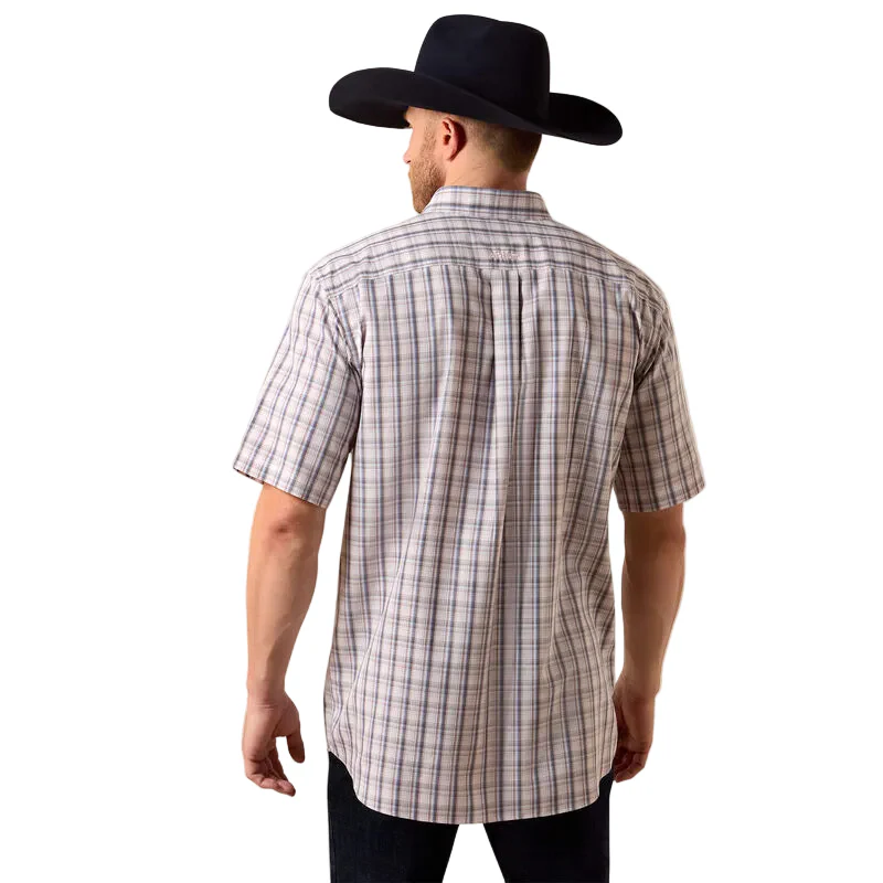 Ariat Men's Wrinkle Free Wolcott Classic Fit Short Sleeve Shirt - White Multi Barely Pink - Image 2