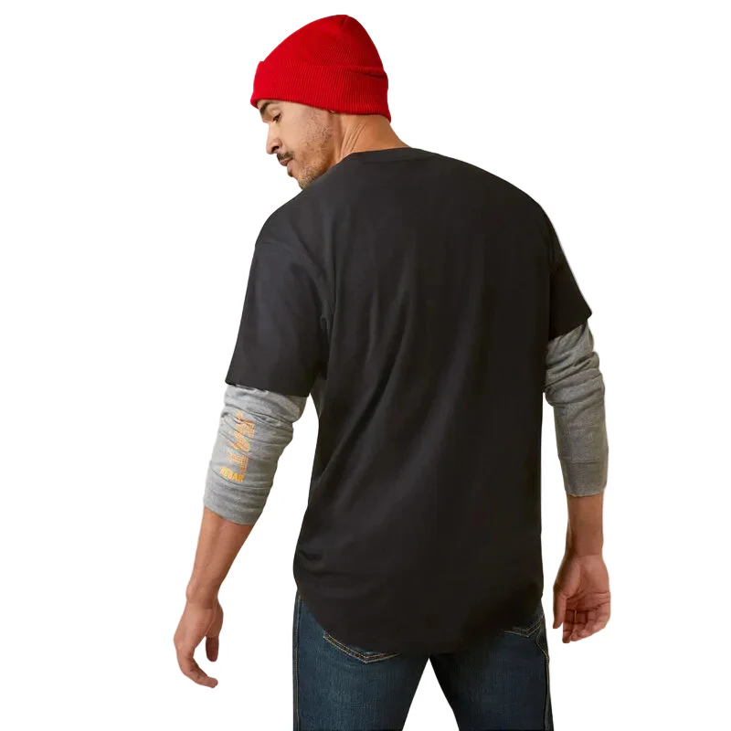 Ariat Men's Rebar Cotton Strong Dually Shirt - Black/Heather Grey - Image 4