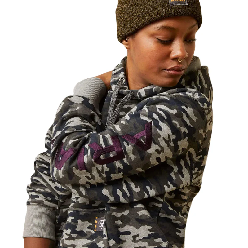 Ariat Rebar Graphic Printed Hoodie - Heather Grey Camo - Image 3