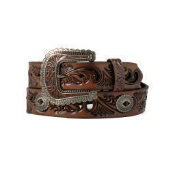 Angel Ranch  Filigree Oval Conchos Belt- Brown