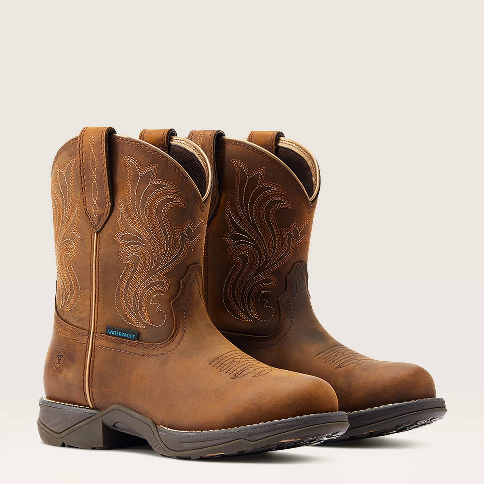 Ariat Women's Anthem Round Toe Shortie Waterproof Western Boots - Glazed Brown - Image 7