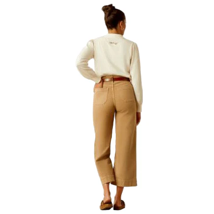 Ariat Women's Ultra High Rise Countryside Wide Leg Crop Jeans - French Khaki - Image 2
