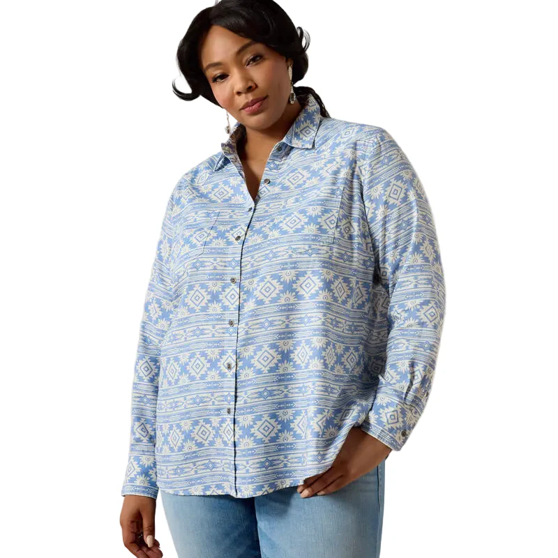 Ariat Women's Billie Jean Long Sleeve Shirt - Ashleigh Blue Crystal Soutwest - Image 2