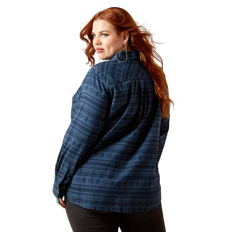 Ariat Women's Billie Jean Long Sleeve Shirt - Vintage Indigo Southwest - Image 2