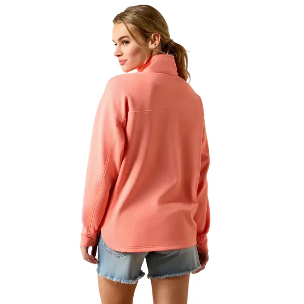 Ariat Women's Breeze Logo 1/2 Zip Long Sleeve Sweatshirt - Shell Pink - Image 2