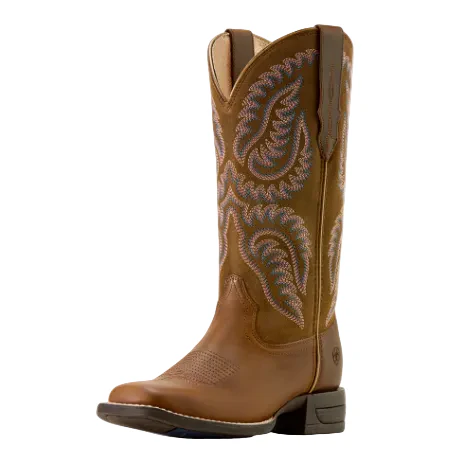 Ariat Women's Cattle Caite Stretchfit Western Boot - Distressed Brown