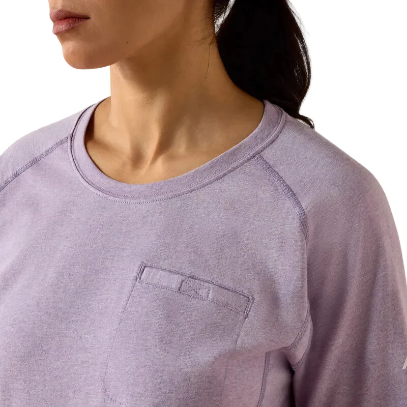 Ariat Women's FR Air Crew Long Sleeve Tee Shirt - Purple Ash Heather - Image 3