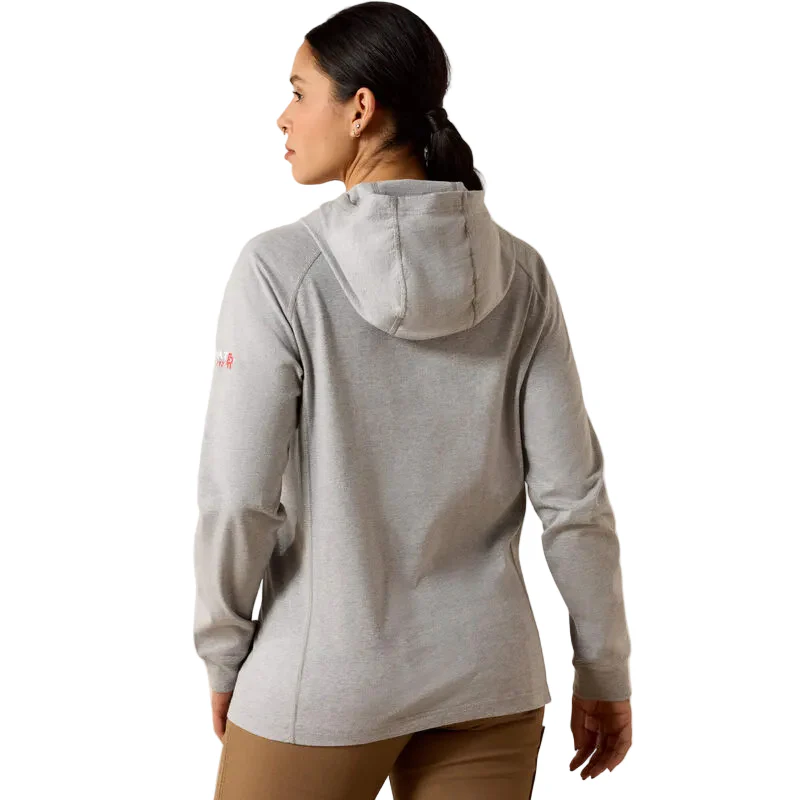 Ariat Women's FR Air Hooded Long Sleeve Top - Silver Fox Heather - Image 2