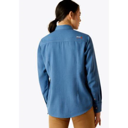 Ariat Women's FR Air Inherent Long Sleeve Work Shirt- Medium Blue - Image 2