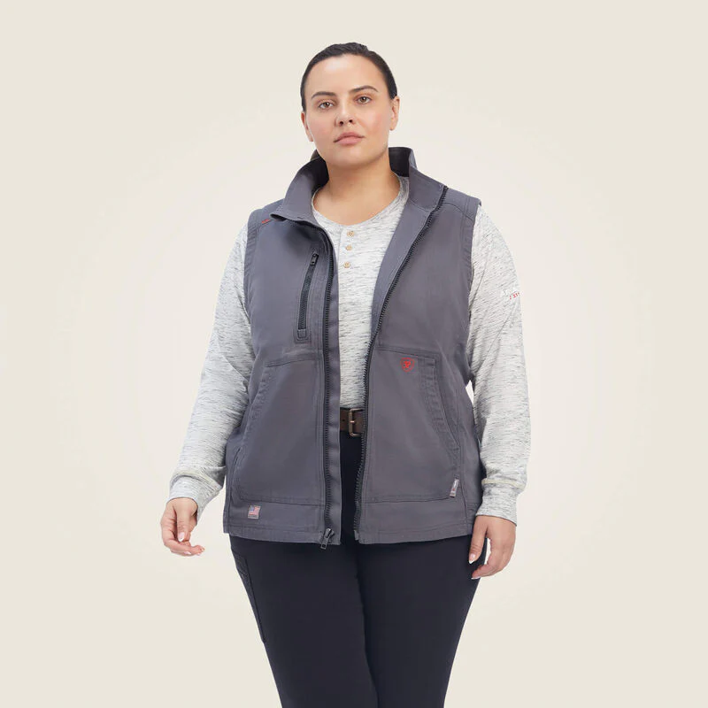 Ariat Women's FR Duralight Stretch Canvas Vest  Iron Grey - Image 2