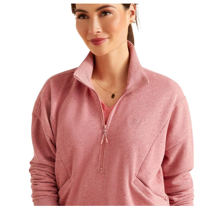 Ariat Women's Friday 1/2 Zip Sweatshirt - Dusty Rose - Image 2