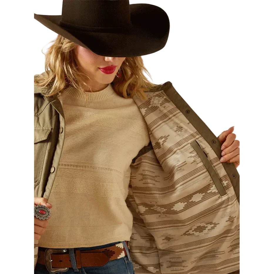 Ariat Women's Grizzly Quilted Barn Jacket - Dusky Green - Image 3