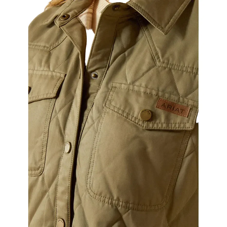 Ariat Women's Grizzly Quilted Barn Jacket - Dusky Green - Image 4