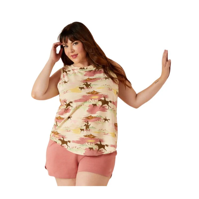 Ariat Women's Hawaiian Tank Top - Oatmeal Heather - Image 2