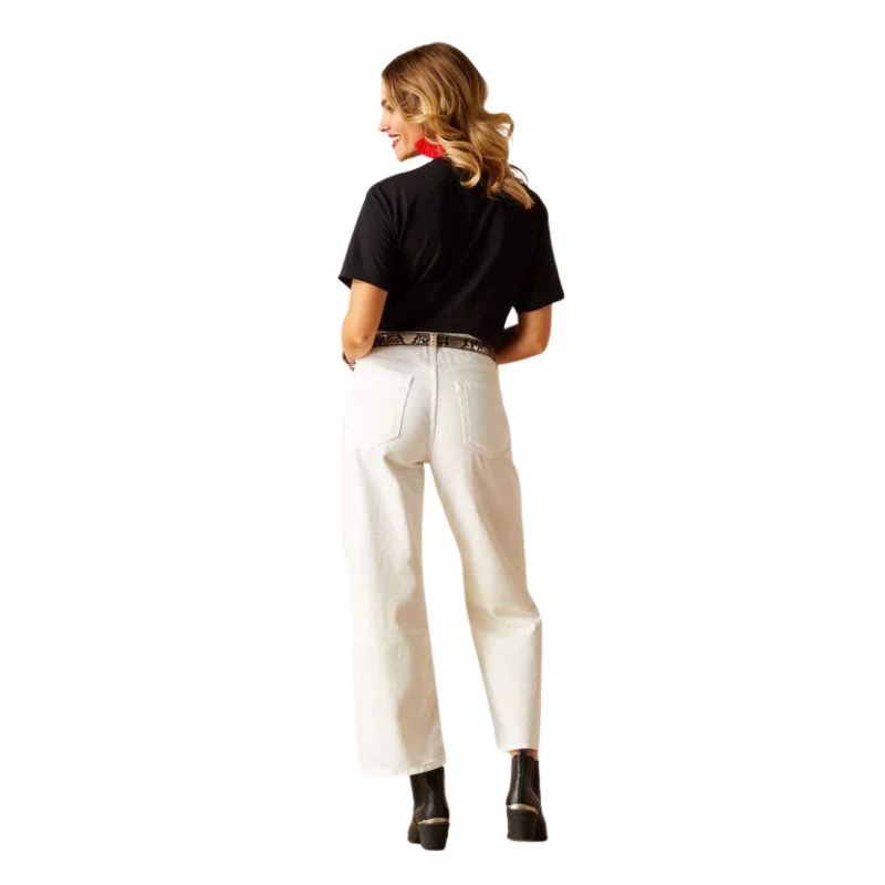 Ariat Women's High Rise Tomboy Wide Leg Crop Jeans White - Image 2