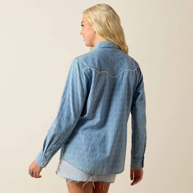 Ariat Women's Jade Western Long Sleeve Snap Shirt - Chambray Dobby - Image 2