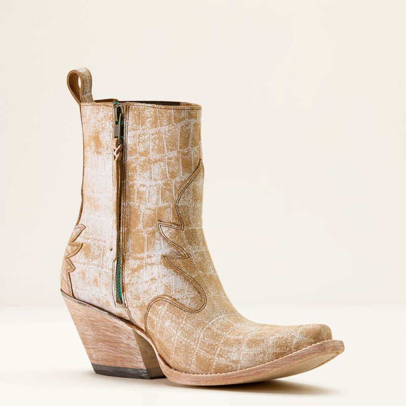 Ariat Women's Jade X Toe Western Boot- Crema Croc Print - Image 2