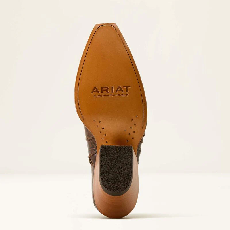 Ariat Women's Jade X Toe Western Boot- Luxe Espresso Croc Print - Image 5