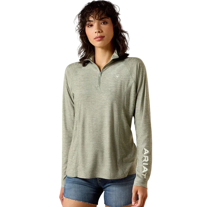Ariat Women's Laguna 1/4 Zip Long Sleeve Top - Sea Spray Heather