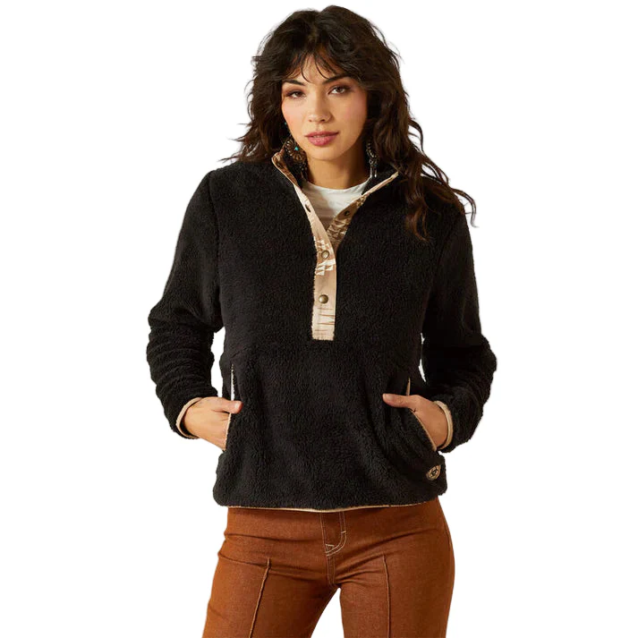 Ariat Women's Long Sleeve Berber Snap Front Sweatshirt - Black