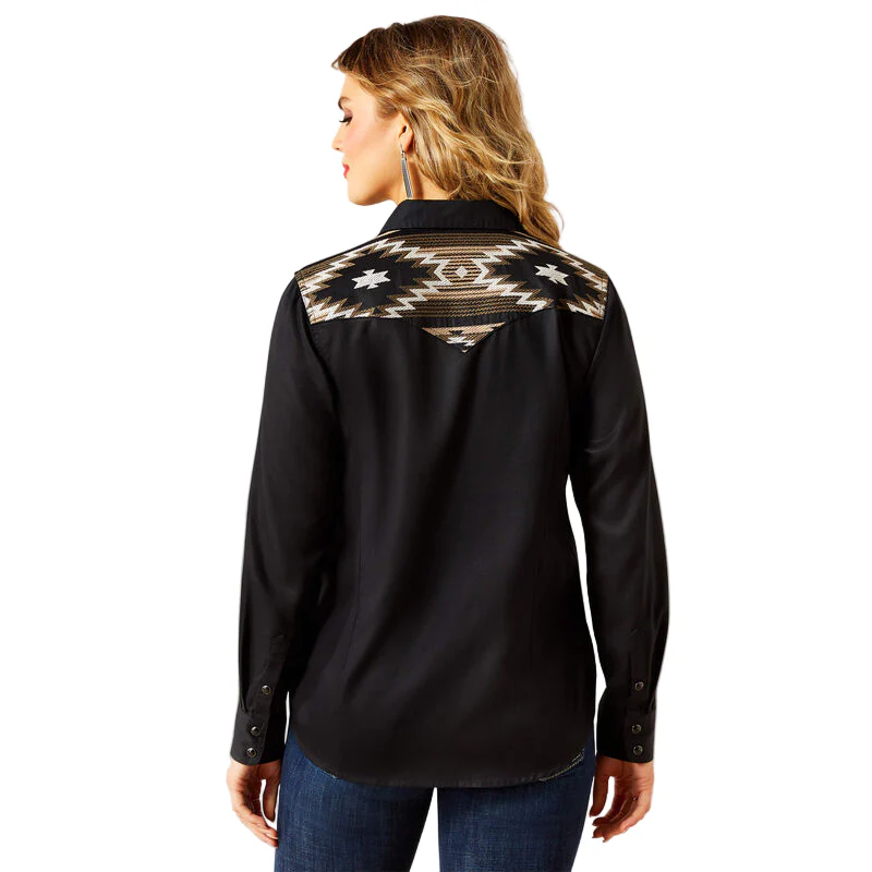 Ariat Women's Long Sleeve Dawn Western Shirt - Black - Image 2