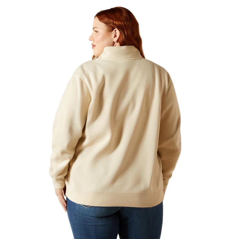 Ariat Women's Long Sleeve Denim & Supply 1/2 zip Sweatshirt - Oyster Grey - Image 2