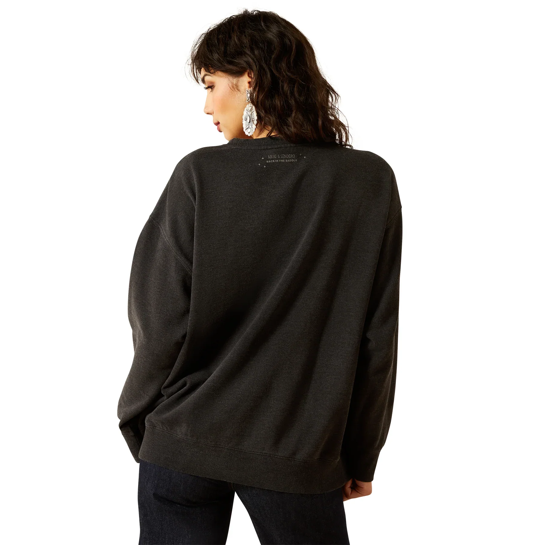 Ariat Women's Long Sleeve Sendero When Life Gives You Agaves Oversize Sweatshirt- Black Mineral Wash - Image 2