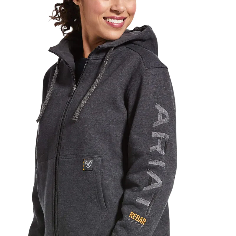 Ariat Women's Rebar All Weather Full Zip Hoodie - Charcoal Heather - Image 3