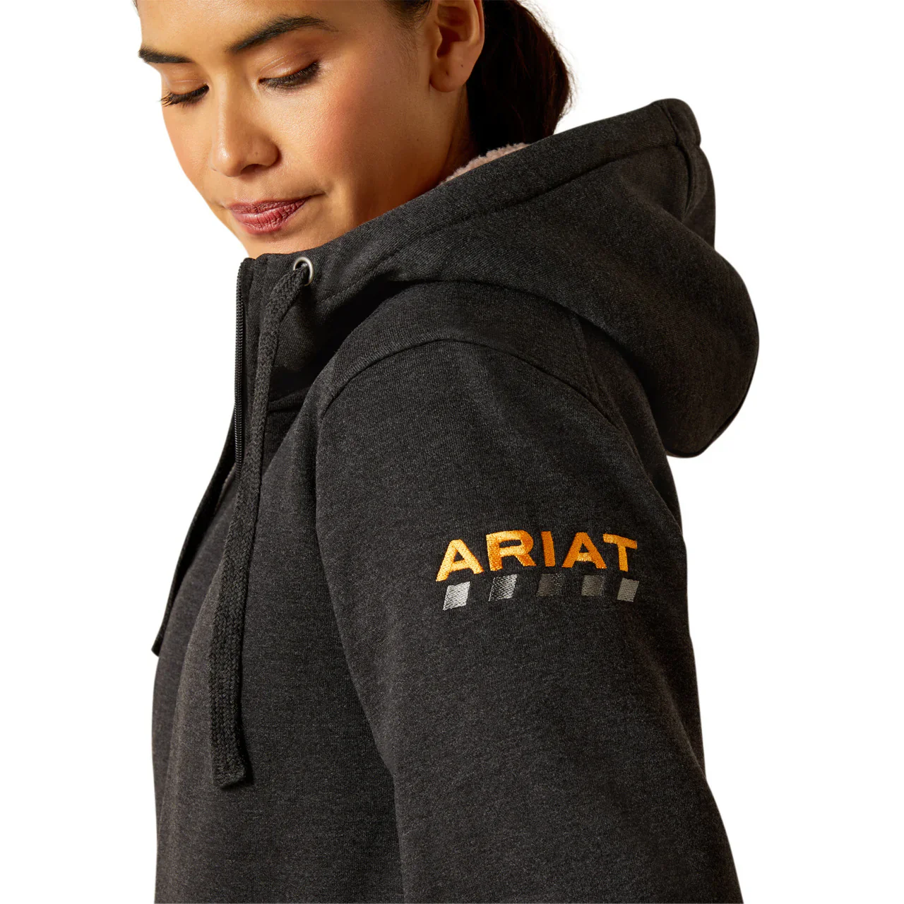 Ariat Women's Rebar All Weather Sherpa Full Zip Hoodie - Charcoal Heather - Image 4