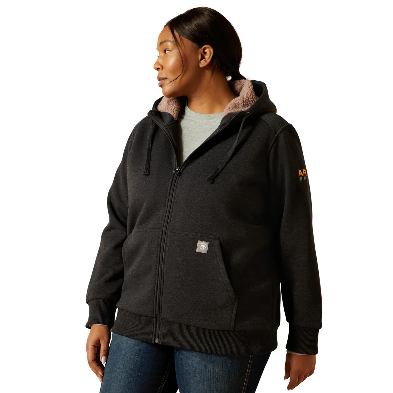 Ariat Women's Rebar All Weather Sherpa Full Zip Hoodie - Charcoal Heather - Image 5