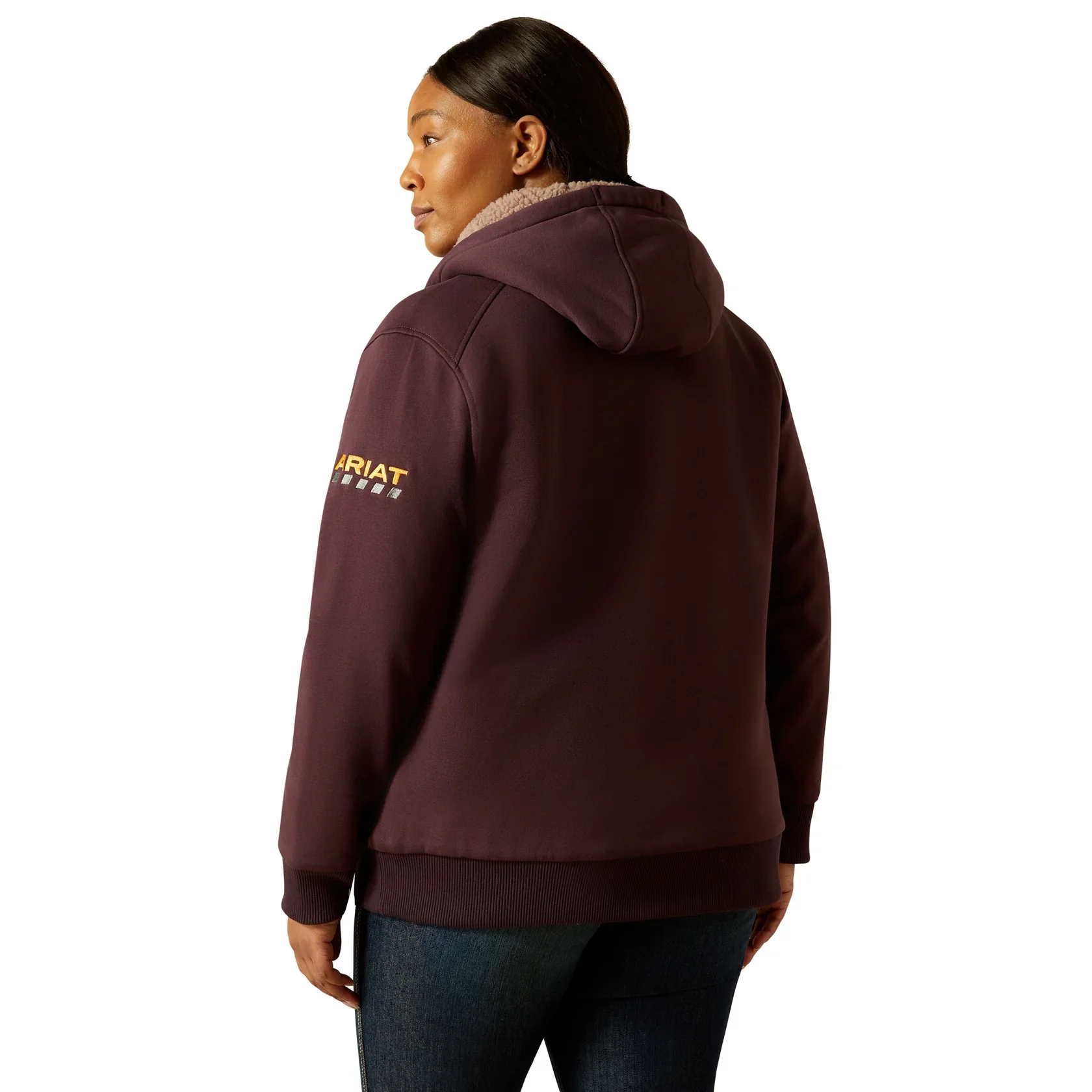 Ariat Women's Rebar All Weather Sherpa Full Zip Hoodie - Fudge - Image 5