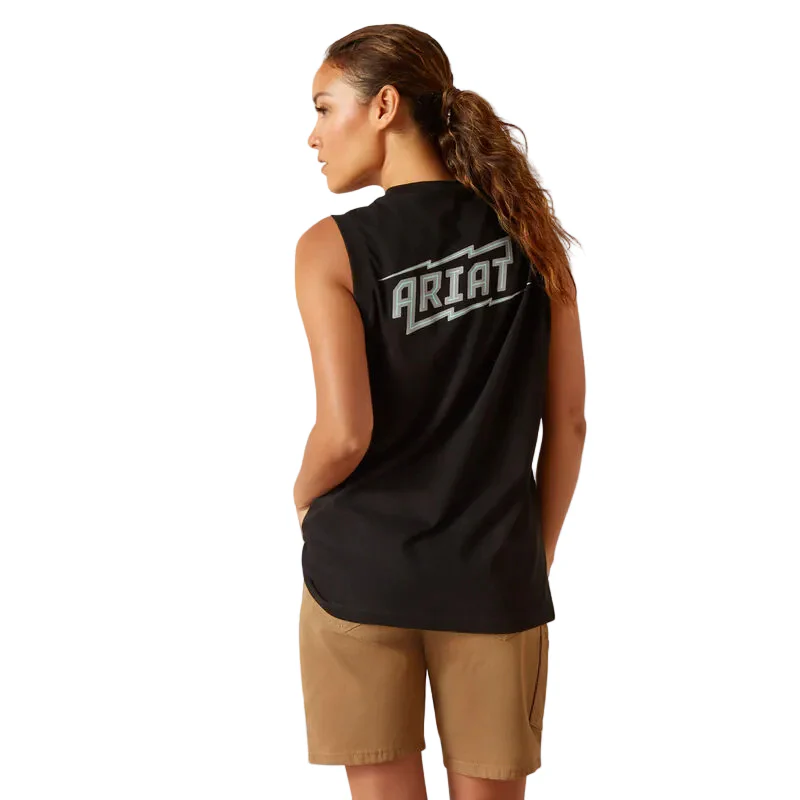 Ariat Women's Rebar Cotton Strong Bolt Tank - Black - Image 2