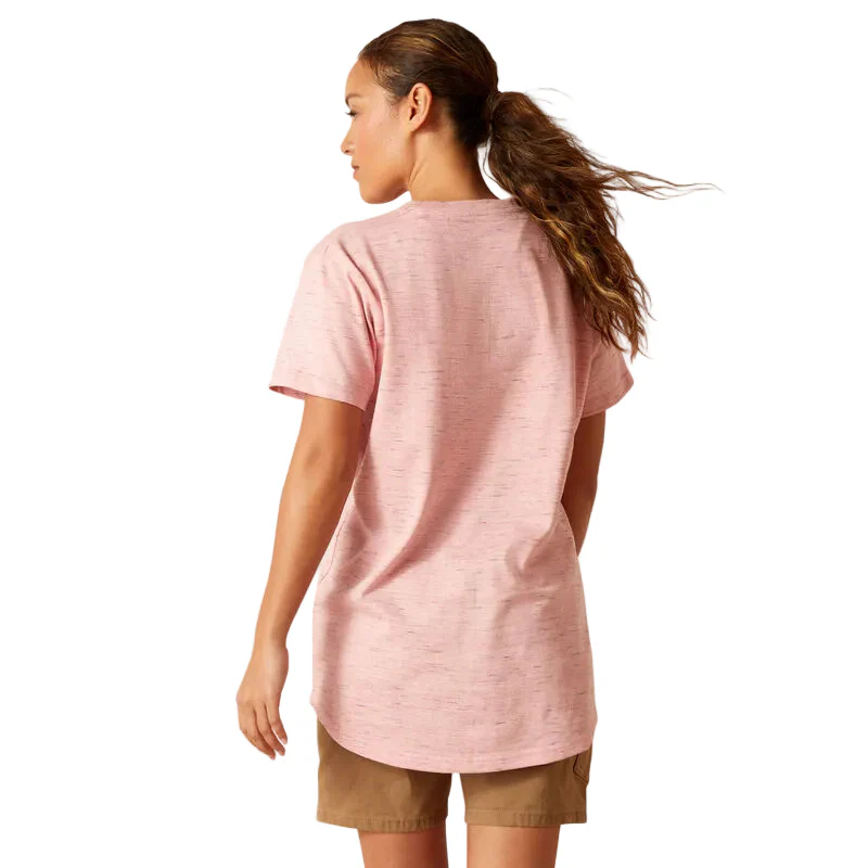 Ariat Women's Rebar Cotton Strong Space Dye T-Shirt - Mauveglow Space Dye - Image 3