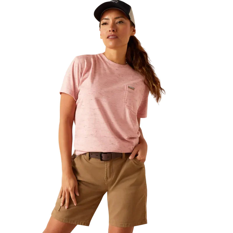 Ariat Women's Rebar Cotton Strong Space Dye T-Shirt - Mauveglow Space Dye - Image 4