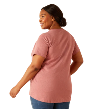 Ariat Women's Rebar Cotton Strong V-Neck T-Shirt - Mineral Red Heather - Image 4