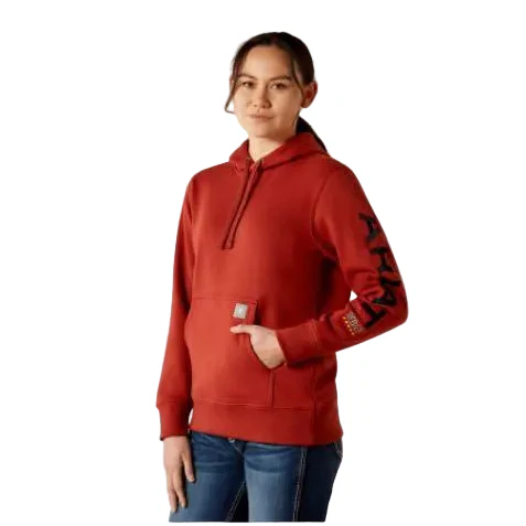 Ariat Women's Rebar Graphic Hoodie - Barn Red/Navy