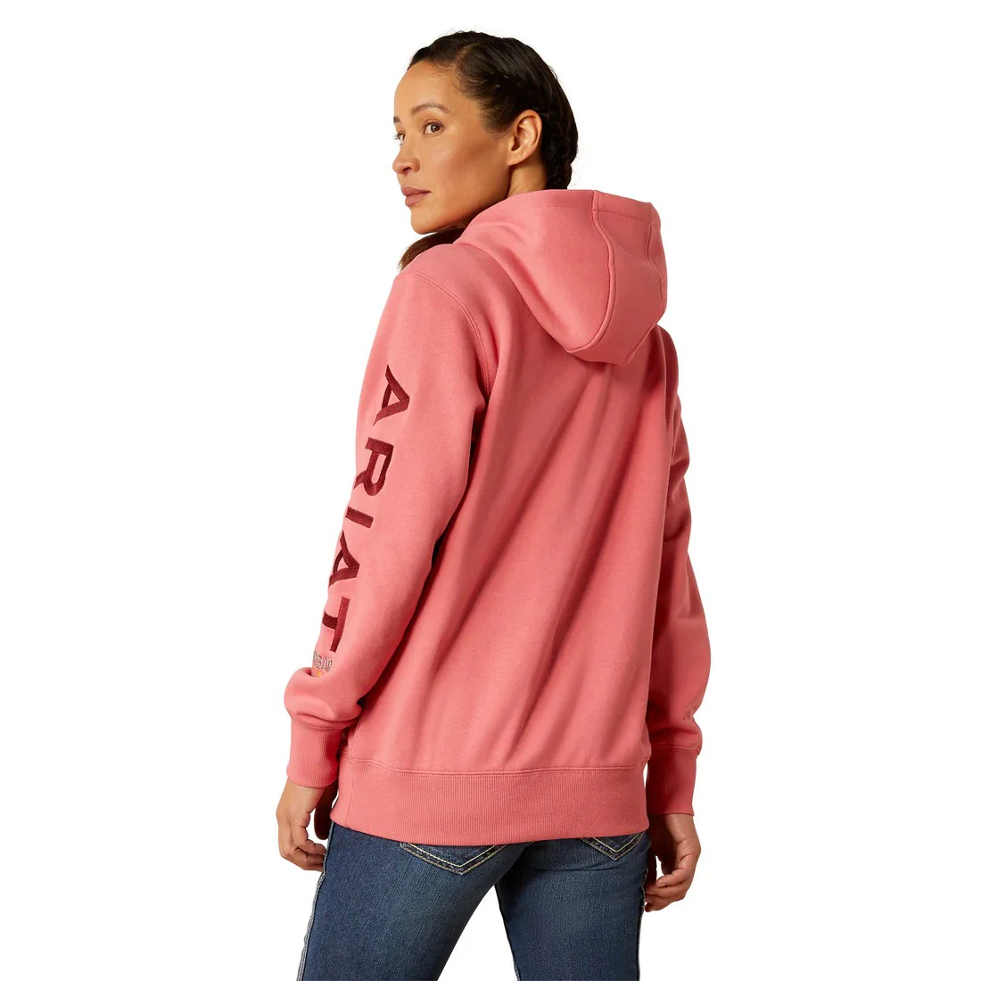 Ariat Women's Rebar Graphic Hoodie - Desert Rose/Tibetan Red - Image 2