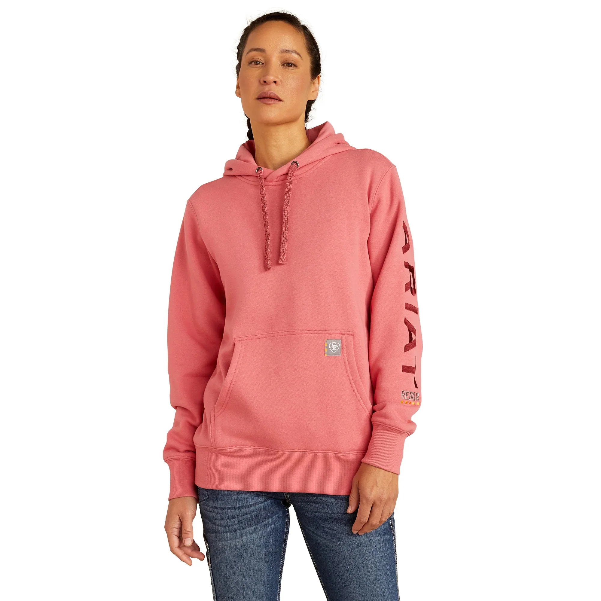 Ariat Women's Rebar Graphic Hoodie - Desert Rose/Tibetan Red - Image 3