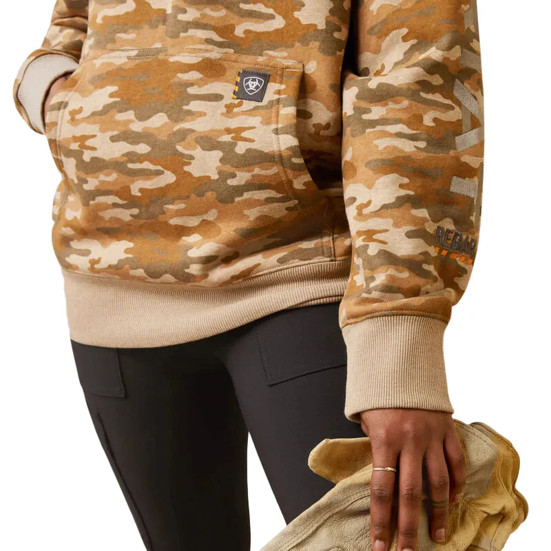 Ariat Women's Rebar Graphic Printed Hoodie - Oatmeal Camo Print - Image 3