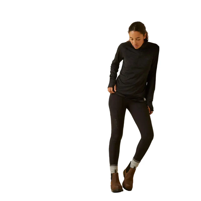 Ariat Women's Rebar Gridwork Baselayer 1/4 Zip T-Shirt - Black - Image 4