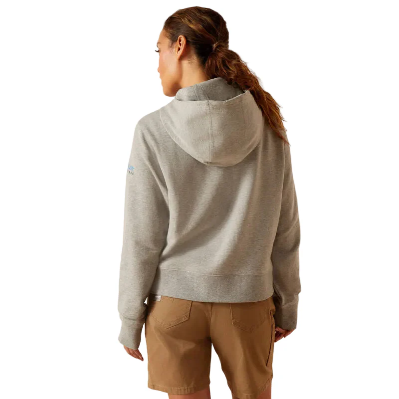 Ariat Women's Rebar Lightweight Cropped Hoodie - Heather Grey - Image 2