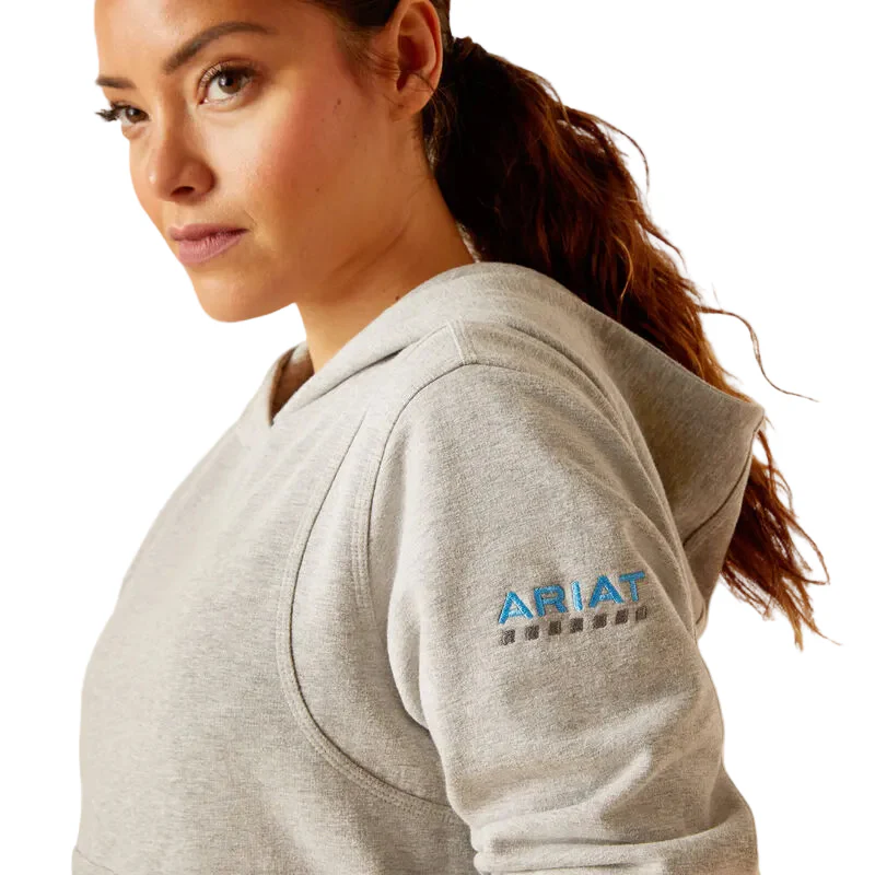 Ariat Women's Rebar Lightweight Cropped Hoodie - Heather Grey - Image 4